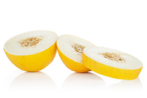 istock Yellow canary melon isolated on white 1163712688