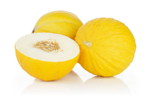 Yellow canary melon isolated on white