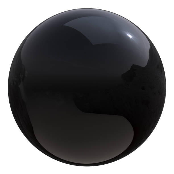 Black sphere bubble oil drop close-up sparkling. Circle ball button simple geometric round shape single. 3d rendering