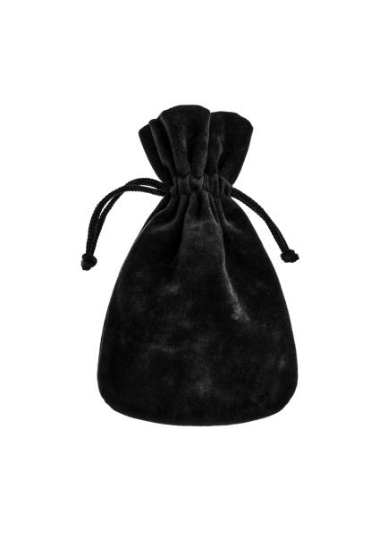 istock Velvet black pouch isolated on white background 1163713629