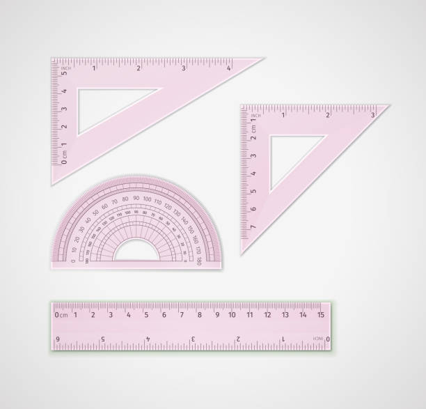 istock School supplies. Set of pink plastic transparent plastic measuring tools 1163717019
