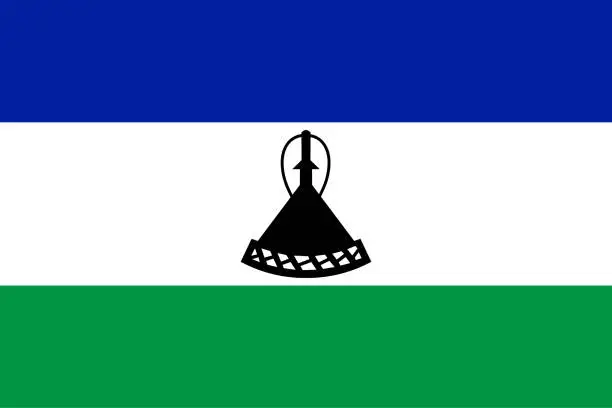 Vector illustration of Lesotho vector flag. National symbol of Lesotho