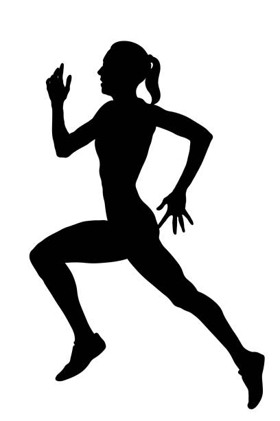 illustrations, cliparts, dessins animés et icônes de coureur d'athlète féminin mince - track and field athlete women vitality speed