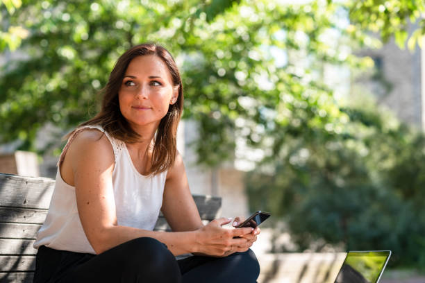 istock Freelance woman is working on the go 1163725922