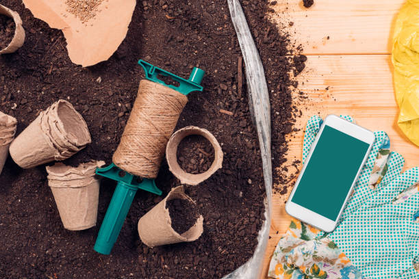 istock Smartphone screen mock up for gardening and seeding app 1163726522