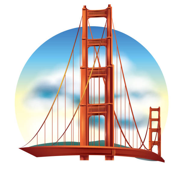 illustrations, cliparts, dessins animés et icônes de pont de porte d'or - golden gate bridge illustrations