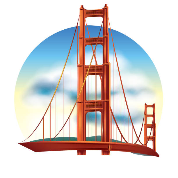 illustrazioni stock, clip art, cartoni animati e icone di tendenza di ponte golden gate - golden gate bridge illustrations