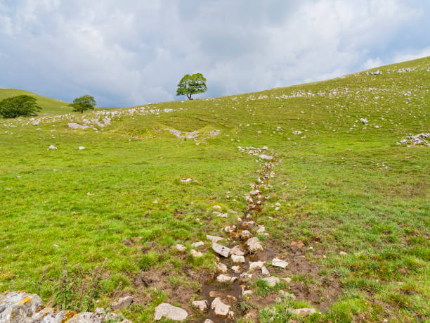 istock Scattered rocks on a hillside under dark skies 1163731248
