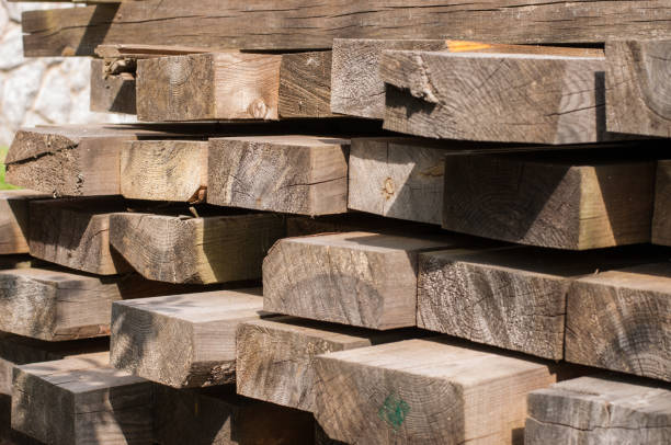 istock Stacked wood in the yard.Natural 1163731973