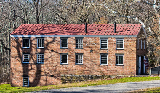 An old Blacksmith Shop in Allaire Village, New Jersey. The shop was constructed in 1836. Allaire village was a bog iron industry town in New Jersey during the early 19th century. 