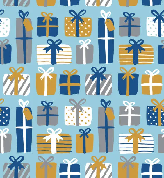 Vector illustration of Seamless pattern of gift boxes.