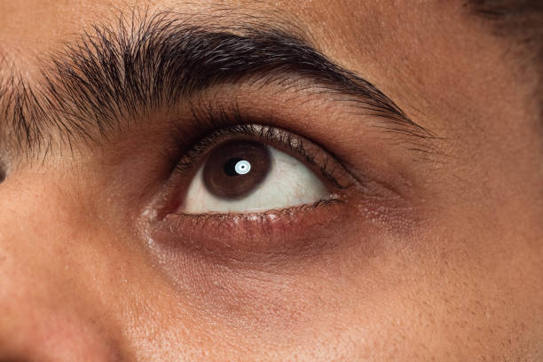 istock Close up portrait of young man on blue background. 1163733982
