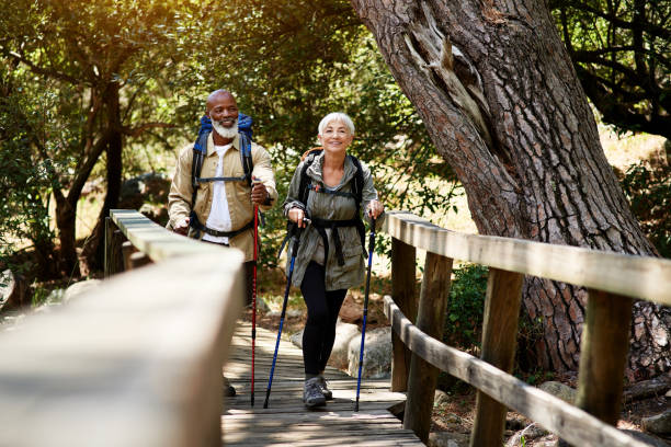 istock Trekking poles help ease the strain on the back and knees 1163734023