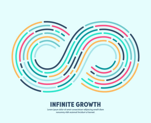 illustrations, cliparts, dessins animés et icônes de croissance infinie avec le signe conceptuel de boucle infinie - infini