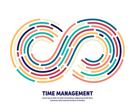 Modern clean style design of time management with conceptual infinite loop sign. Vector illustration design for infographics, banners, presentations or brochures.