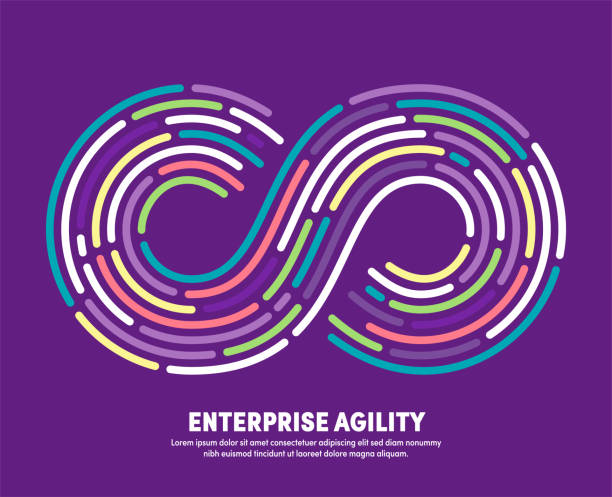Enterprise Agility With Infinity Eternity Symbol Illustration Modern clean style design of enterprise agility with conceptual infinite loop sign. Vector illustration design for infographics, banners, presentations or brochures. agility stock illustrations