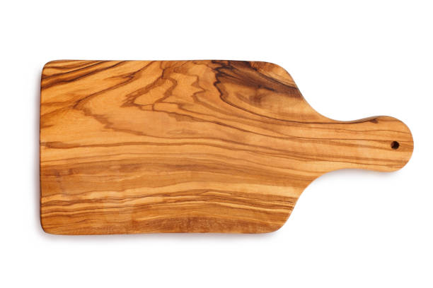 istock Wooden cutting board on white 1163741445