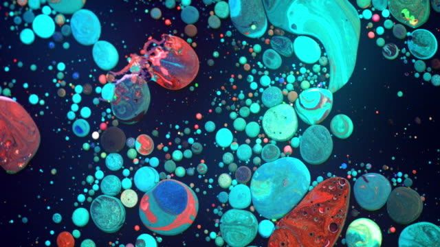 Bubbles of acrylic paint and oil stock video