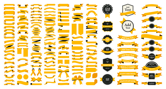 Beautiful Ribbons, Tags and Bows Collection Set Vector Design Eps 10