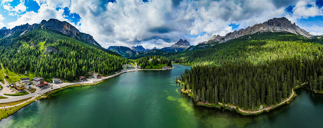 Lake Misurina Dolomites mountains Italy