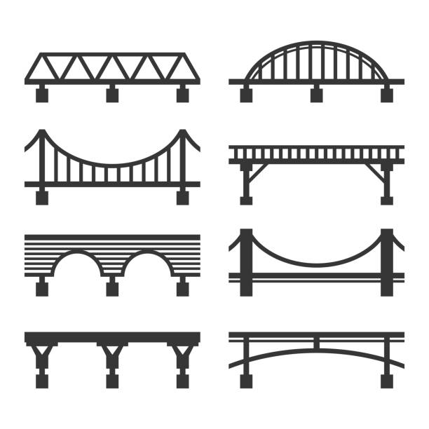 bridge icon set auf weißem hintergrund. vektor - industry business street steel stock-grafiken, -clipart, -cartoons und -symbole
