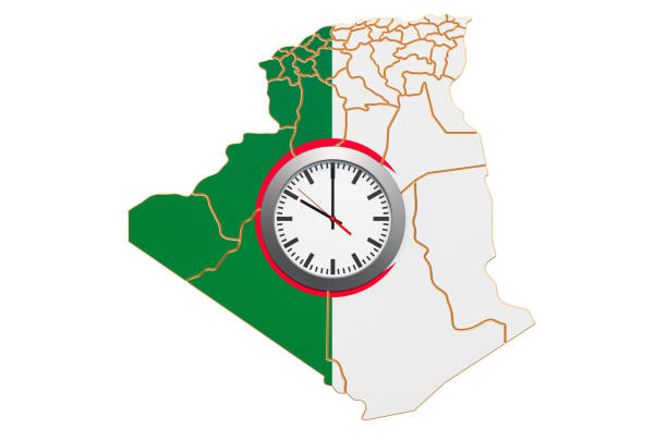 Time Zones in Algeria concept. 3D rendering isolated on white background