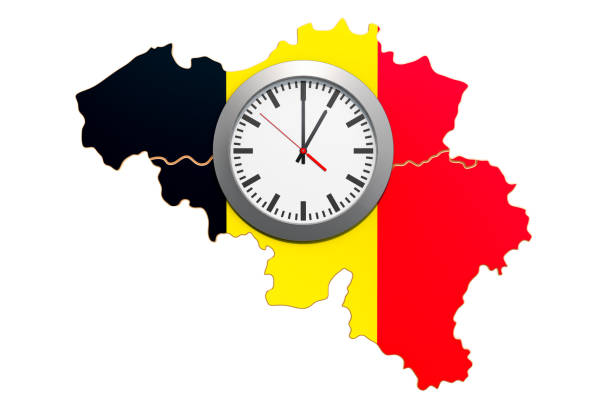 Time Zones in Belgium concept. 3D rendering isolated on white background