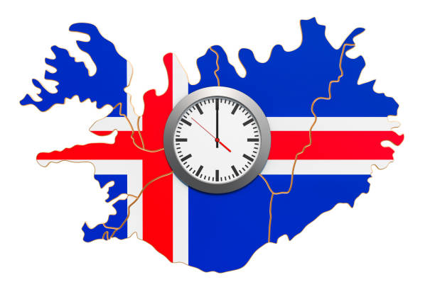Time Zones in Iceland concept. 3D rendering isolated on white background