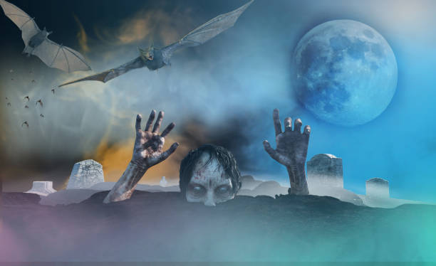 istock zombie on cemetery halloween background 3d render 1163754592