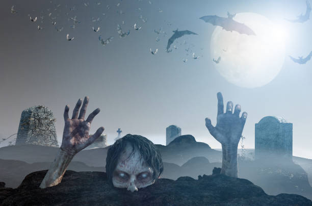 istock zombie on cemetery halloween background 3d render 1163754669