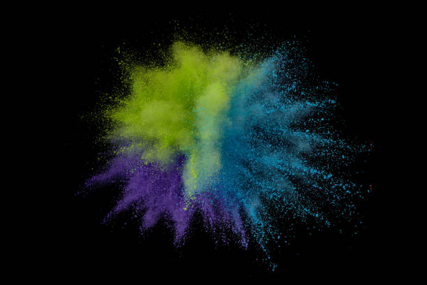 istock Colored powder explosion. Abstract closeup dust on backdrop. Colorful explode. Paint holi 1163757932