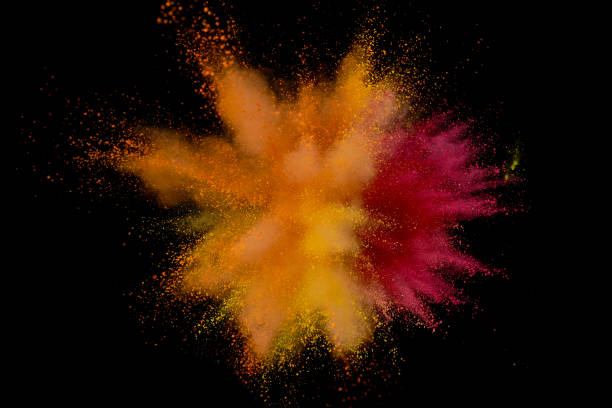 istock Colored powder explosion. Abstract closeup dust on backdrop. Colorful explode. Paint holi 1163758074