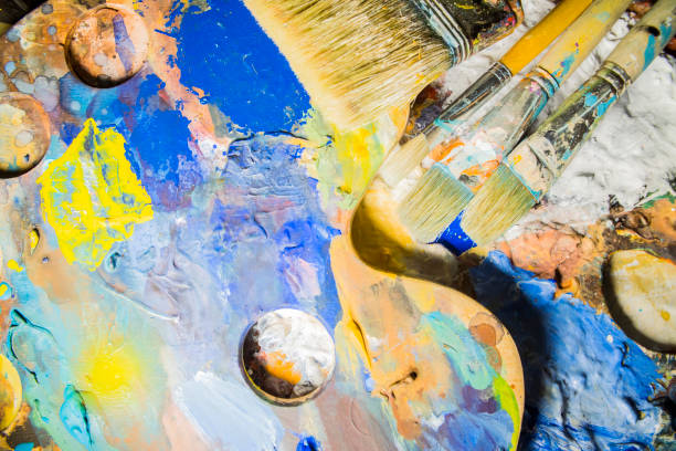 istock the background paint and the artist's palette 1163758396