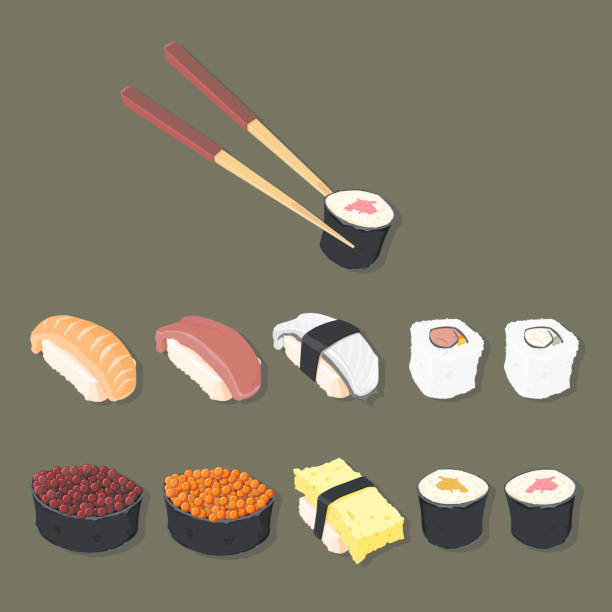 ilustraç�ões de stock, clip art, desenhos animados e ícones de sushi - japanese cuisine temaki sashimi sushi