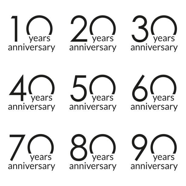 Anniversary logo set. 10,20,30,40,50,60,70,80,90 years celebrating. Birthday design template. Vector illustration. Anniversary logo set. 10,20,30,40,50,60,70,80,90 years celebrating. Birthday design template. Vector illustration. number 60 stock illustrations