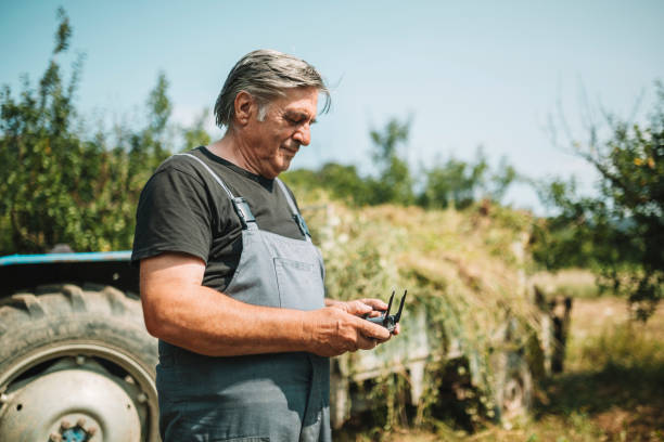 istock Mature farmer flying a drone over a field 1163765826