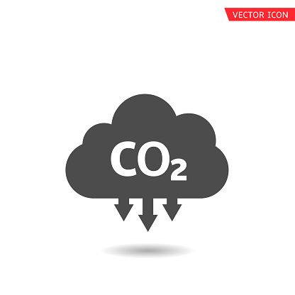 CO2 cloud icon. Carbon emissions reduction, Vector illustration