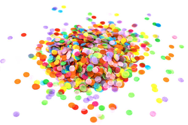 istock Heap of multicolored confetti isolated on white. 1163768790