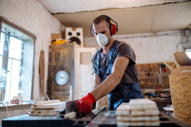 istock Male carpenter working at his workshop stock photo 1163769959