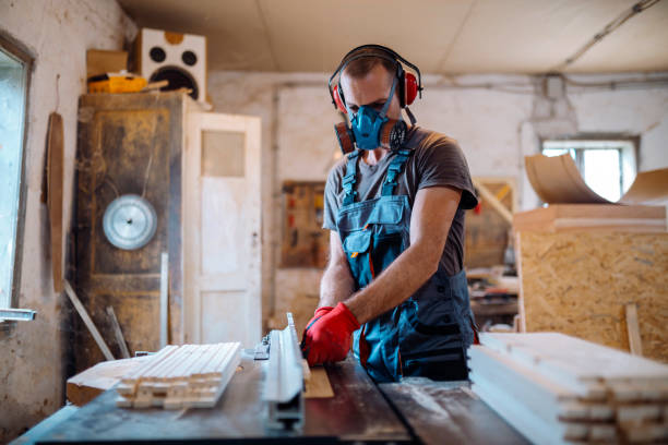 istock Male carpenter working at his workshop stock photo 1163770248