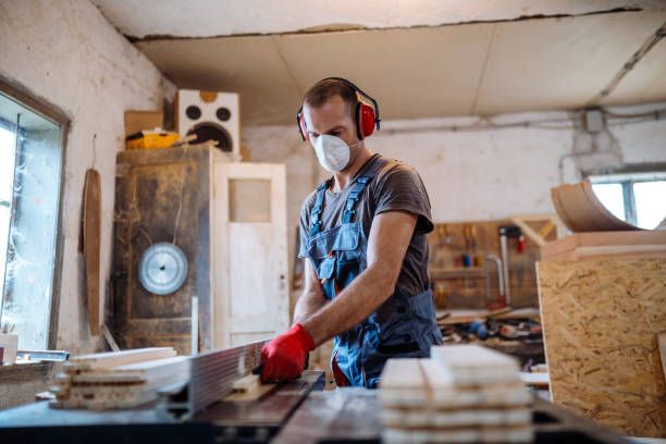 istock Male carpenter working at his workshop stock photo 1163770345
