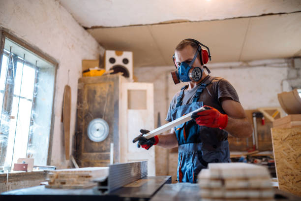 istock Male carpenter working at his workshop stock photo 1163770374