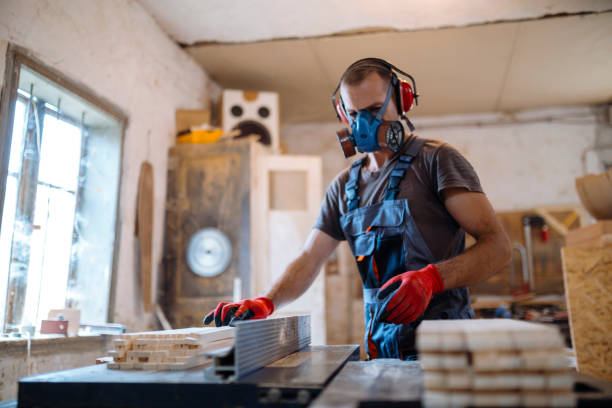 istock Male carpenter working at his workshop stock photo 1163770450