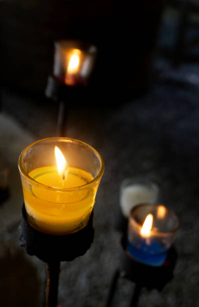 istock Candles placed in glass, placed on an iron base. 1163772350