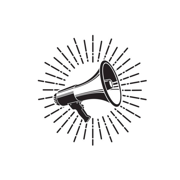 illustration of megaphone vintage illustration of speaking megaphone or bullhorn megaphone drawings stock illustrations