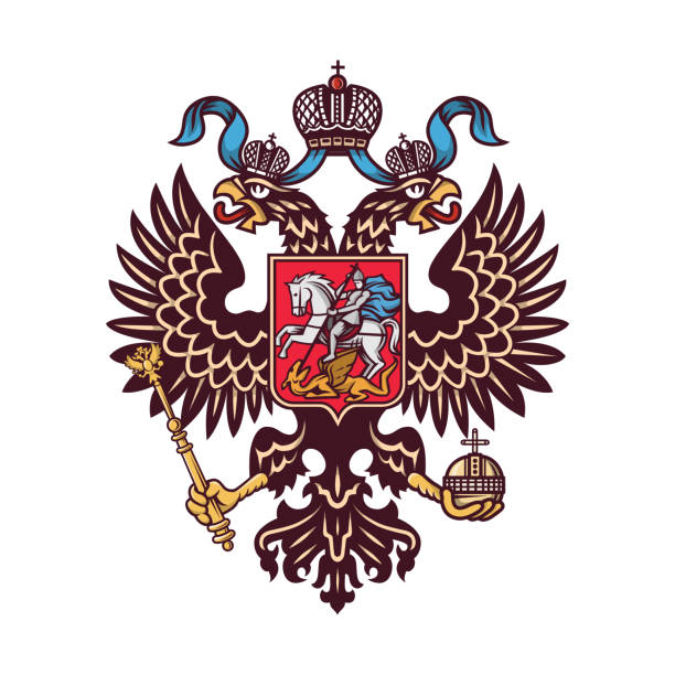 무기의 러시아어 코트 (이중 머리 독수리). - coat of arms stock illustrations
