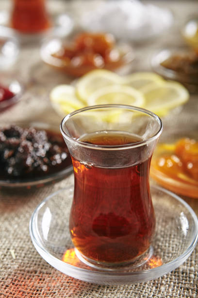 istock Turkish Traditional Tea in Crystal Glass on a Small Saucer 1163779526
