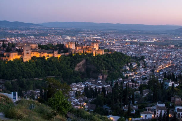 Views of the Alhambra, the Albaicín and the city of Granada stock photo