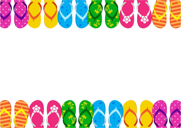 Summer funny background with bright colorful flip flop, foot wear. Space for your text. Vector Summer funny background with bright colorful flip flop, foot wear. Space for your text. Vector illustration flip flop stock illustrations