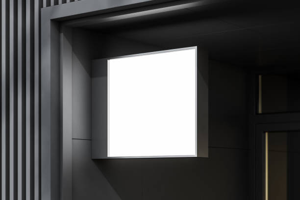 istock Square mock up poster on gray building wall 1163785547